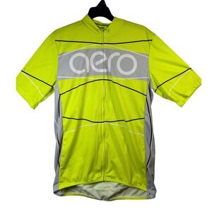 Aero Tech Designs Cycling Jersey Mens XL Neon Yellow Excellent Short Sleeve Zip